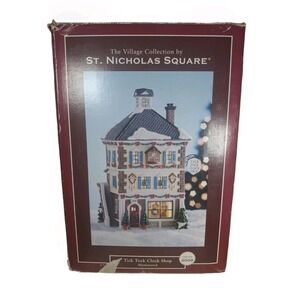 St. Nicholas Square Tick Tock Clock Shop 2009 Lighted W/ Interior Scene